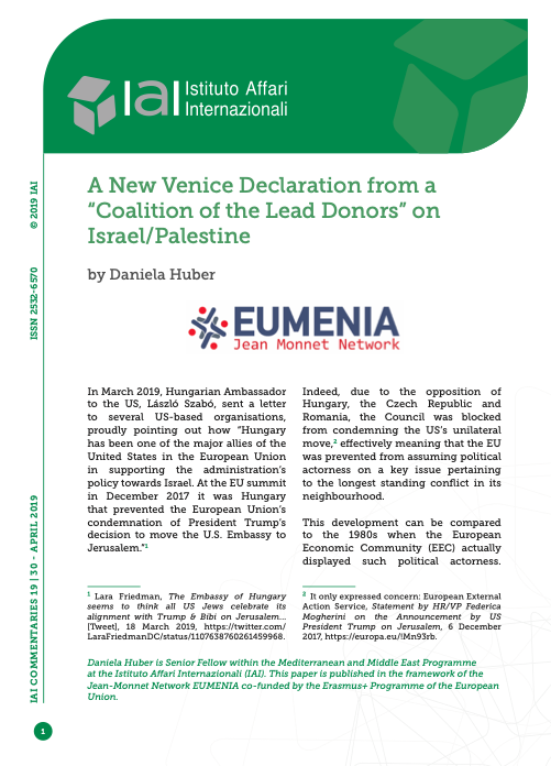 New EUMENIA Policy Paper by Dr. Daniela Huber “A New Venice Declaration from a “Coalition of the Lead Donors” on Israel/Palestine”