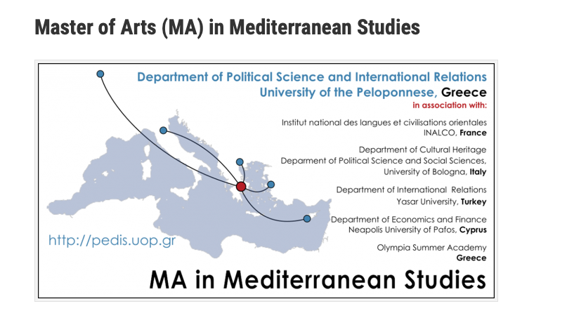 Apply to the Master of Arts (M.A.) in Mediterranean Studies​ at The University of Peloponnese