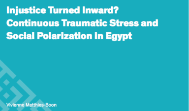 New Article by  Vivienne Matthies-Boon, “ Injustice Turned Inward? Continuous Traumatic Stress and Social Polarization in Egypt”, in Middle East – Topics and Arguments
