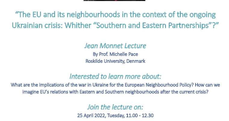 Prof. Michelle Pace will deliver the Jean Monnet Chair Lecture 3 for students at Maastricht University today 25 April