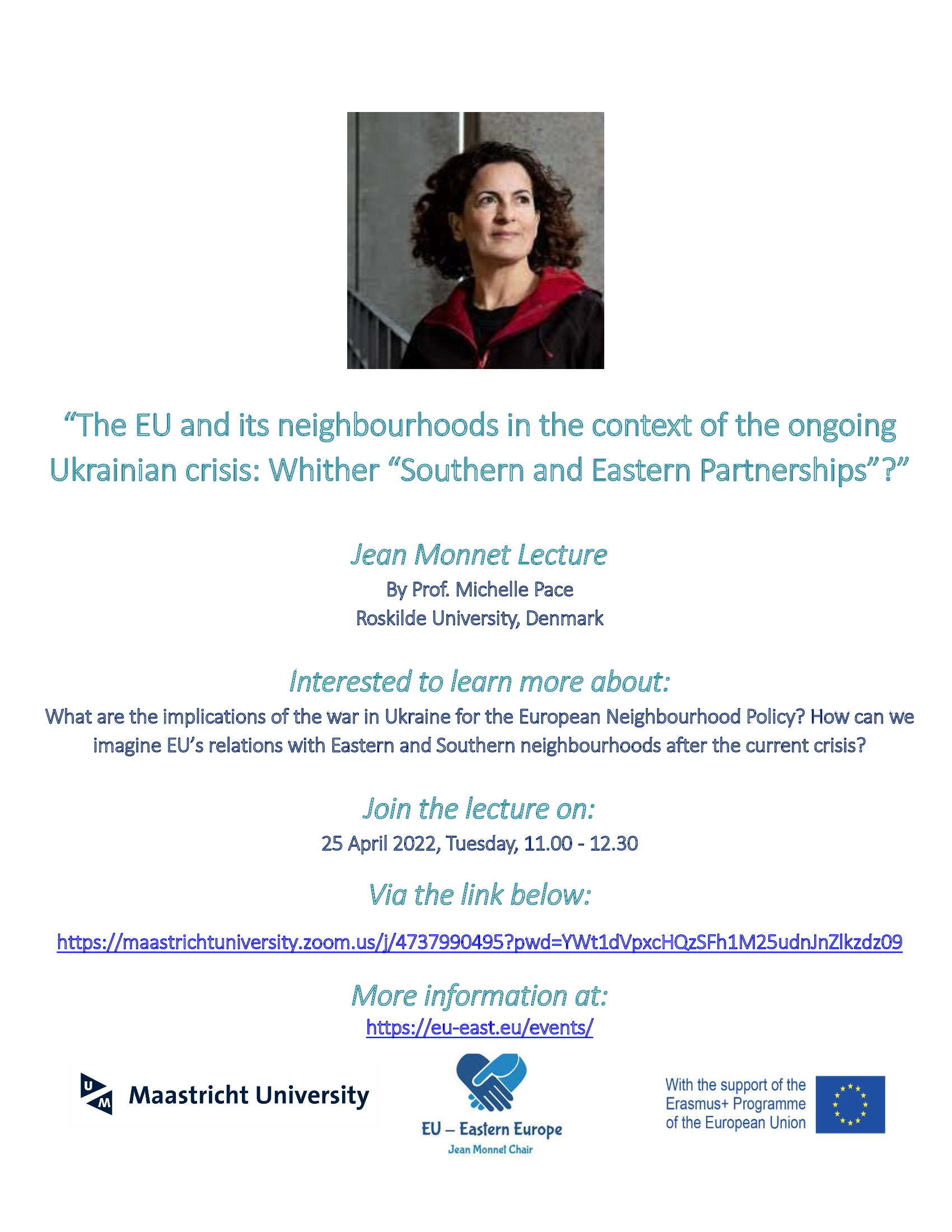 Prof. Michelle Pace will deliver the Jean Monnet Chair Lecture 3 for students at Maastricht University today 25 April